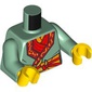 Torso Robe, Dark Red Trim, Orange Belt print, Sand Green Arms, Yellow Hands