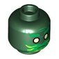 Minifig Head Spirit Green/Lime Eyebrows, Markings / Black Face print