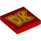 Tile 2 x 2 with Yellow 'DK' print