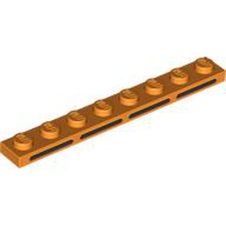 LEGO part 3460pr0001 Plate 1 x 8 with 4 Black Stripes print in Bright Orange/ Orange