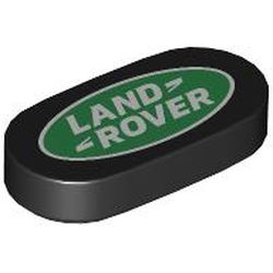 LEGO part 1126pr0002 Tile Round 1 x 2 with 'LAND ROVER' Logo print in Black