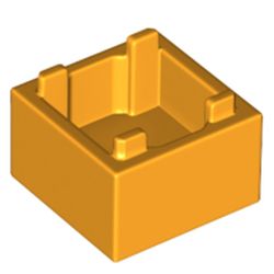 LEGO part 2821 BOX 2X2, BOTTOM, NO. 1 in Flame Yellowish Orange/ Bright Light Orange