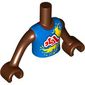 Minidoll Torso Boy with Reddish Brown Arms and Hands, Blue Shirt, Red/White Symbols, Yellow Splash print