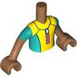 Minidoll Torso Boy with Medium Nougat Arms and Hands with Yellow/Dark Turquoise Wetsuit, Coral Zipper print