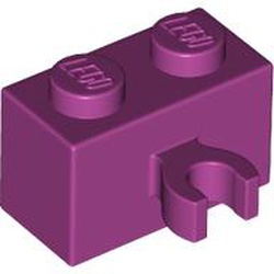 LEGO part 30237b Brick Special 1 x 2 with Vertical Clip [Open O Clip] in Bright Reddish Violet/ Magenta