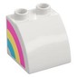 Duplo Brick 2 x 2 x 1 1/2 with Curved Top with Rainbow on Right Side, Rain Cloud on Left Side Print