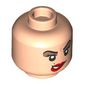 Minifig Head Mary Sanderson, Dark Tan Eyeshadow, Red Lips, Lopsided Mouth, Angry / Scared print