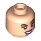 Minifig Head Sarah Sanderson, Dark Orange Eyeshadow, Coral Lips, Raised Eyebrow Smile / Worried print