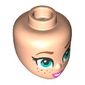 Minidoll Head, Nougat Eyebrows, Dark Turquoise Eyes, Freckles, Dark Pink Lips, Open Mouth Smile