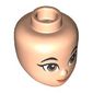 Minidoll Head, Black Eyebrows, Medium Brow Eyes, Peach Lips