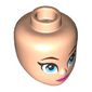 Minidoll Head, Dark Brown Eyebrows, Bright Light Blue, Dark Pink Lips, Closed Mouth