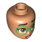 Minidoll Head, Black Eyebrows, Green Glasses, Olive Green Eyes, Dark Red Lips, Open Mouth