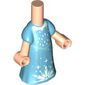 Microdoll Body Long Dress Medium Azure, White Crystals print