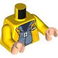 Torso Rain Coat, Sand Blue Shirt, Dark Blue Undershirt, ID Tag Print, Yellow Arms, Light Nougat Hands