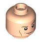 Minifig Head Hawkeye, Dark Tan Eyebrows, Thin Mouth, Angry, Bandage / Smirk, Raised Eyebrow