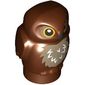 Animal, Bird, Owl, Baby with Dark Tan and White Fur, Bright Light Orange Eyes print