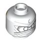 Minifig Head Moon Knight, White Eyes, Wrapped Face, Silver Moon / Light Nougat Face, Stubbles print
