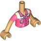 Minidoll Torso Girl with Coral/White Shirt, Pocket print, Warm Tan Arms and Hands