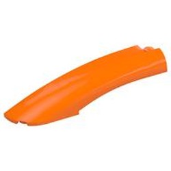 LEGO part  LEFT SHELL 2X10X2, OUTSIDE BOW, W/ CUT in Bright Orange/ Orange