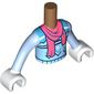 Minidoll Torso Boy with Bright Light Blue Winter Sweater with Dark Azure Details, Coral Scarf, White Arms and Hands