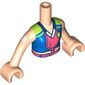 Minidoll Torso Girl with Blue/Lime/Coral Shirt, Shield, Dark Blue Collar print, Glucose Sensor Light Nougat Arms and Hands