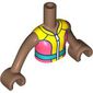 Minidoll Torso Girl with Medium Brown Arms and Hands, Dark Turquoise/Coral/Dark Blue/Yellow Jacket