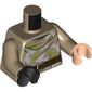 Torso, Olive Green/Light Bluish Grey Camouflage, Dark Brown Belt print, Odd Hands, Dark Tan Arms, Left Light Nougat Hand, Right Black Hand