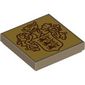 Tile 2 x 2 with Reddish Brown Crest on Gold Background print