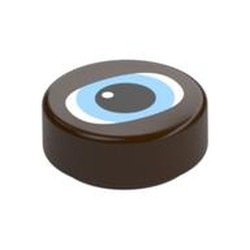 Tile Round 1 x 1 with White Eyes, Bright Light Blue Iris, Black Pupil print