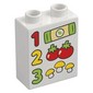 Duplo Brick 1 x 2 x 2 with Red '1', Yellow '2', Lime '3', Groceries print