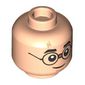 Minifig Head Harry Potter, Taped Glasses, Eyebrows, Dark Orange Lightning Scar, Grin / Open Mouth Surprised Print