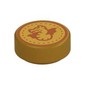 Tile Round 1 x 1 with Gold Dragon print