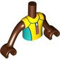 Minidoll Torso Boy with Reddish Brown Arms and Hands with Yellow/Dark Turquoise Wetsuit, Coral Zipper print