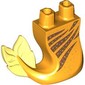 Tail, Mermaid Curved Right with Medium Brown Stripes, Gold Stars, Bright Light Yellow Fins print