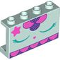 Panel 1 x 4 x 2 with Dark Pink Star, Dark Turquoise Eyes, Dark Purple Decorations print