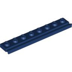 LEGO part 4510 PLATE 1X8 WITH RAIL in Earth Blue/ Dark Blue