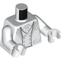 Torso, Tuxedo, White Vest, Shirt, Light Bluish Grey Trim, Buttons, Tie print, White Arms and Hands