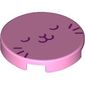 Tile Round 2 x 2 with Dark Purple Cat Face print