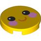 Tile Round 2 x 2 with Smiley Face, Bright Light Pink Cheeks print