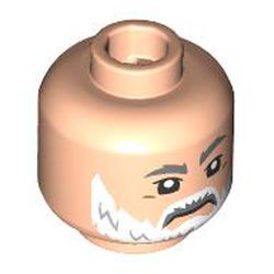 Minifig Head Baylan Skoll, Dark Bluish Grey Eyebrows, White Beard, Stern / Open Mouth Angry