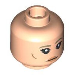 Minifig Head Shin Hati, Dark Tan Eyebrows, Peach Lips, Stern Smile / Angry Teeth Print