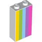 Brick 1 x 2 x 3 with Yellow, Lime, Medium Azure, Medium Lavender, and Dark Pink Stripes Print