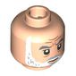 Minifig Head General Dodonna, Dark Bluish Gray Eyebrows, White Beard, Closed Mouth / Open Mouth with Teeth Print