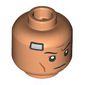 Minifig Head Captain Rex, Black Eyebrows, Angry Grin, Silver Bandage print