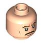 Minifig Head Admiral Yularen, Reddish Brown Eyebrows, Moustache, Stern / Worried, Raised Eyebrow print