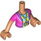 Minidoll Torso Woman with Magenta Sweater, Medium Azure/Yellow Shirt, Necklace print, Nougat Arms and Hands