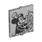 Glass for Window 1 x 2 x 2 Flat with Classic Mickey Mouse (Steamboat Willie) print