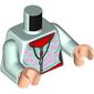 Torso Sweater, Bright Pinks Spots and Zipper, Red Undershirt, Necklace print, Light Aqua Arms, Light Nougat Hands