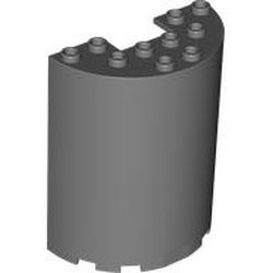 LEGO part 87926 Cylinder Half 3 x 6 x 6 with 1 x 2 Cutout in Dark Stone Grey / Dark Bluish Gray