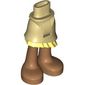 Minidoll Hips and Asymmetrical Layered Skirt with Bright Light Yellow Ruffle, Medium Nougat Legs and Feet Print (Moana)